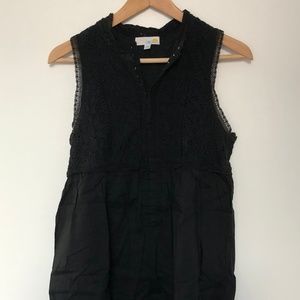 C&C California Crochet Knit Baby Doll Top (Black)